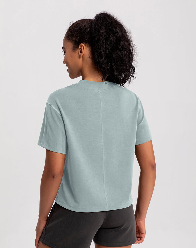 Modal Wide Crew Neck Loose Fit Yoga Top