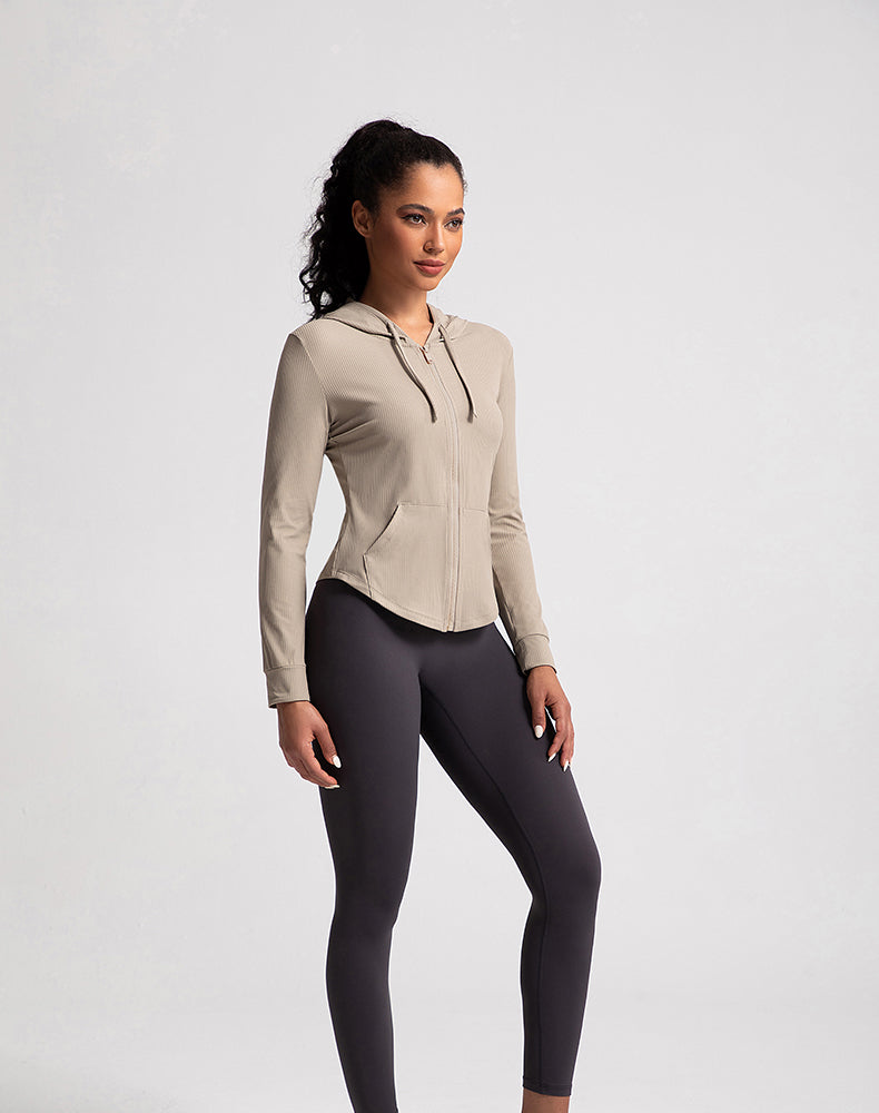 Rounded Hem Hooded Yoga Jacket