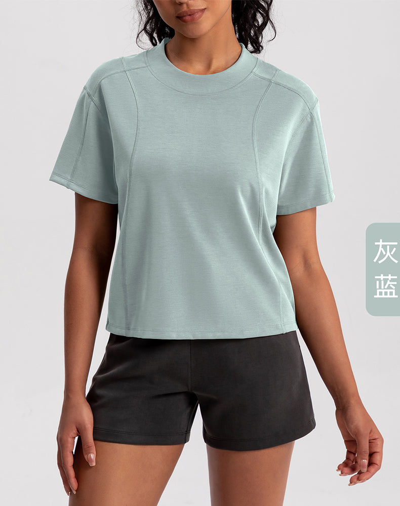 Modal Wide Crew Neck Loose Fit Yoga Top