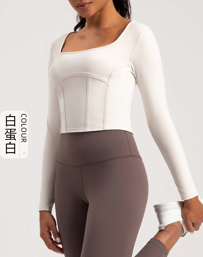 Wide Neck Long Sleeve Yoga Top