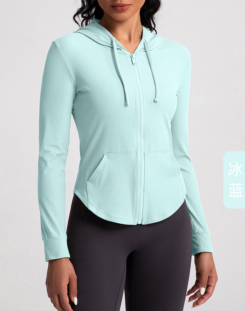 Rounded Hem Hooded Yoga Jacket