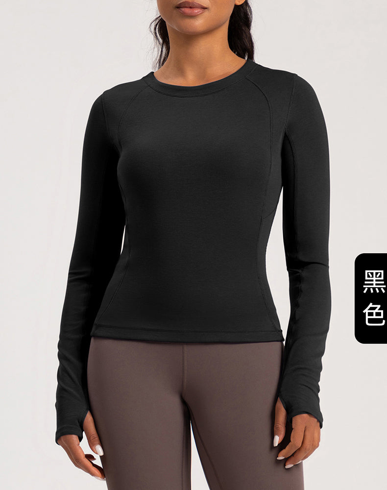 Button Wool Long Sleeve Yoga Top