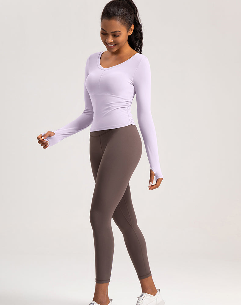 V-Neck Sides Long Sleeve Yoga Top