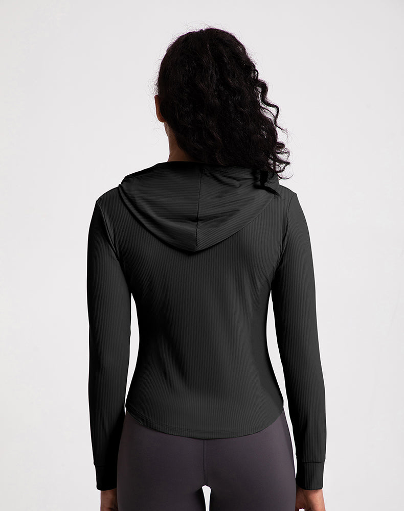 Rounded Hem Hooded Yoga Jacket