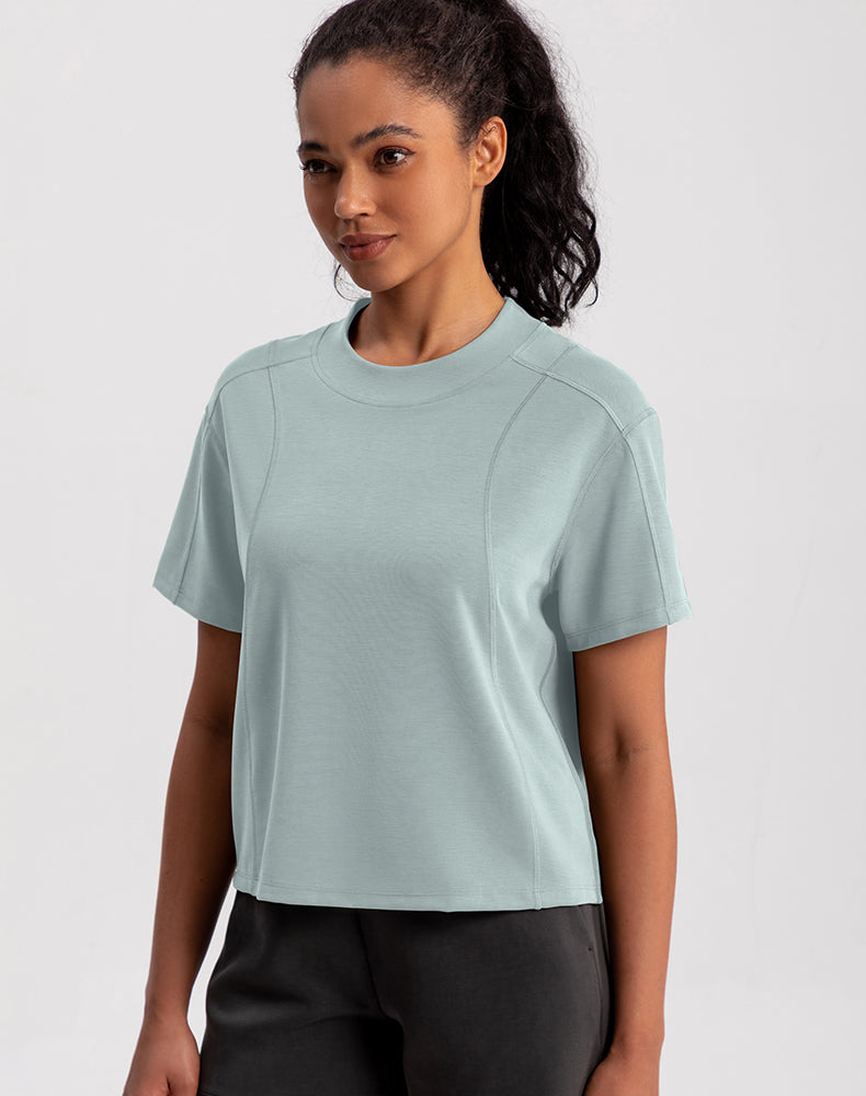 Modal Wide Crew Neck Loose Fit Yoga Top