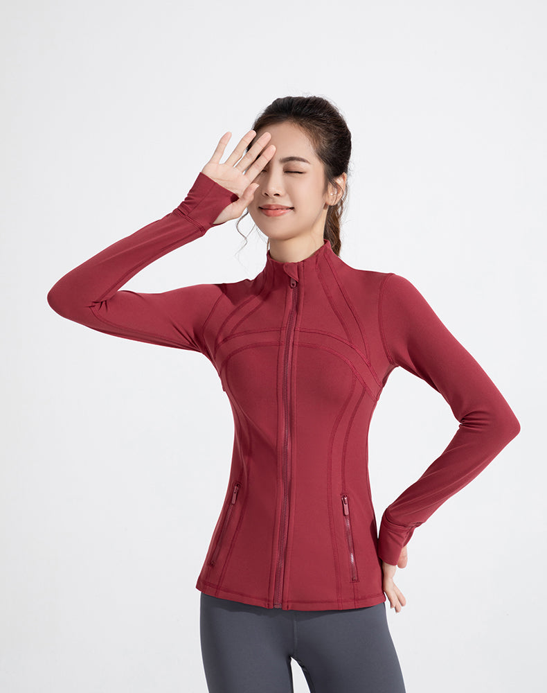 Long-Length Finger Hole Patchwork Yoga Jacket