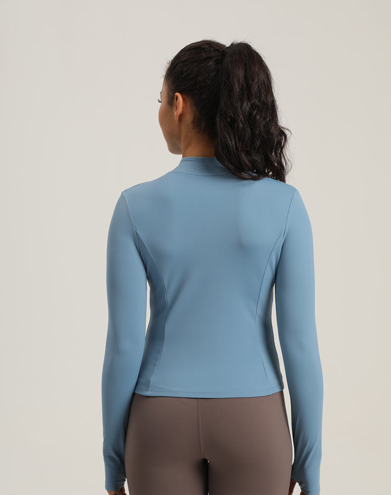 Fleece-lined Short-Length Finger Hole Yoga Jacket