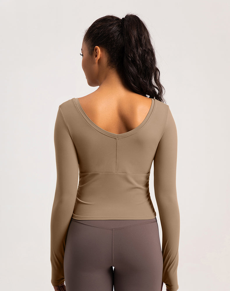 V-Neck Sides Long Sleeve Yoga Top