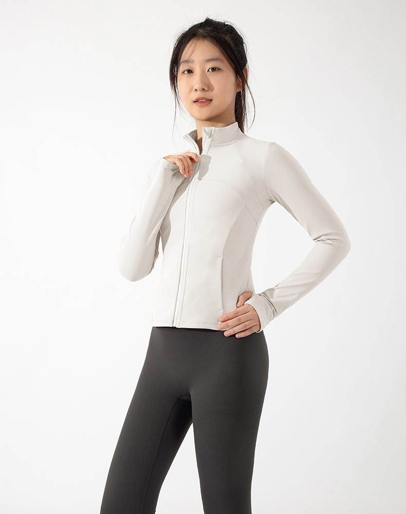 Fleece-lined Short-Length Finger Hole Yoga Jacket