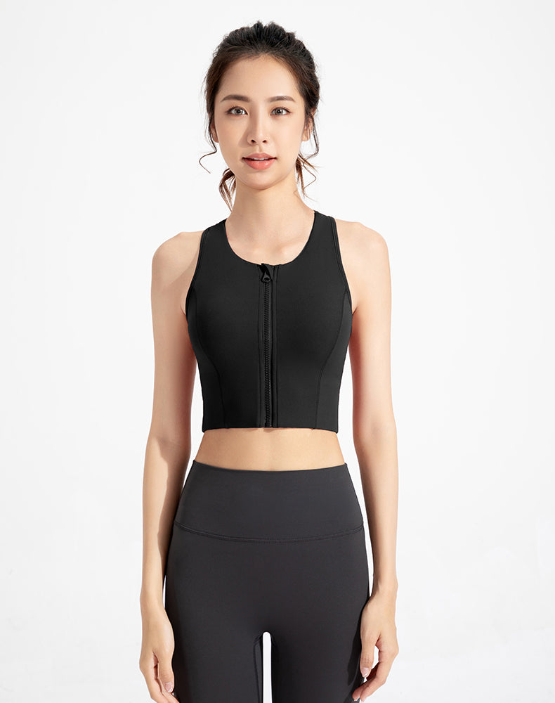 Antibacterial front zipper yoga Bra