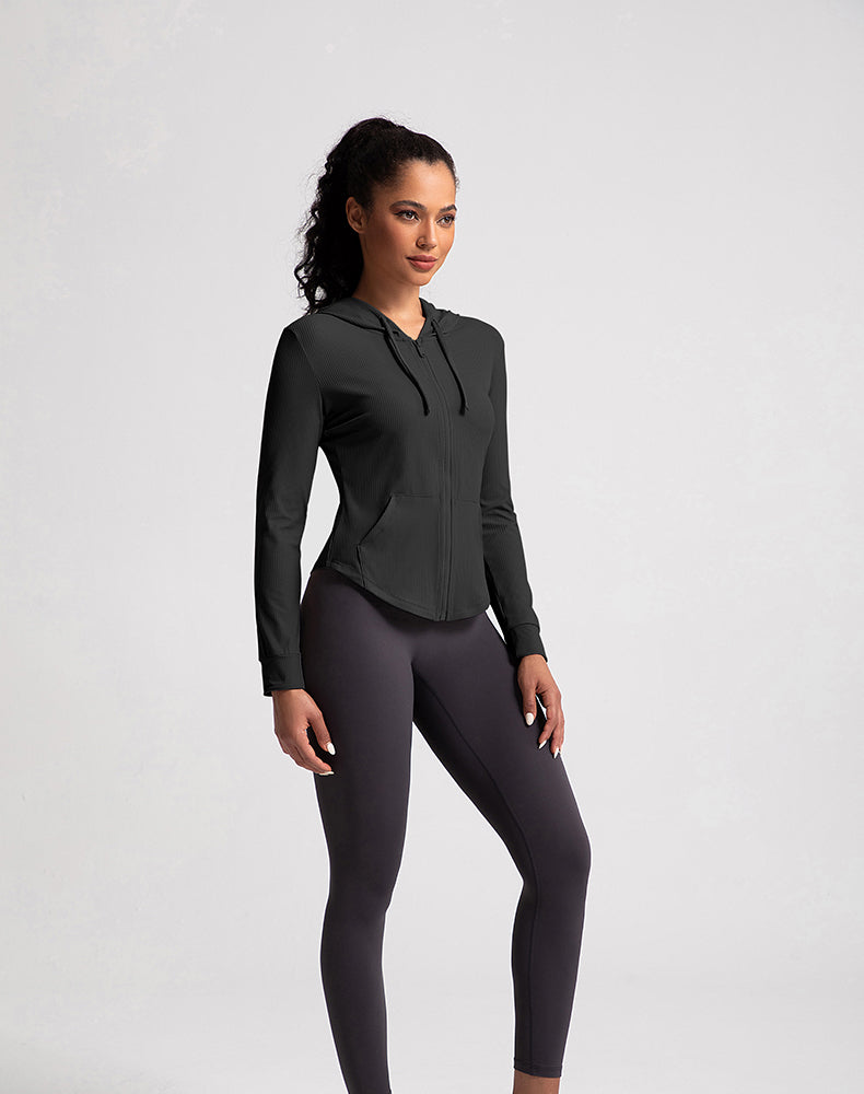 Rounded Hem Hooded Yoga Jacket