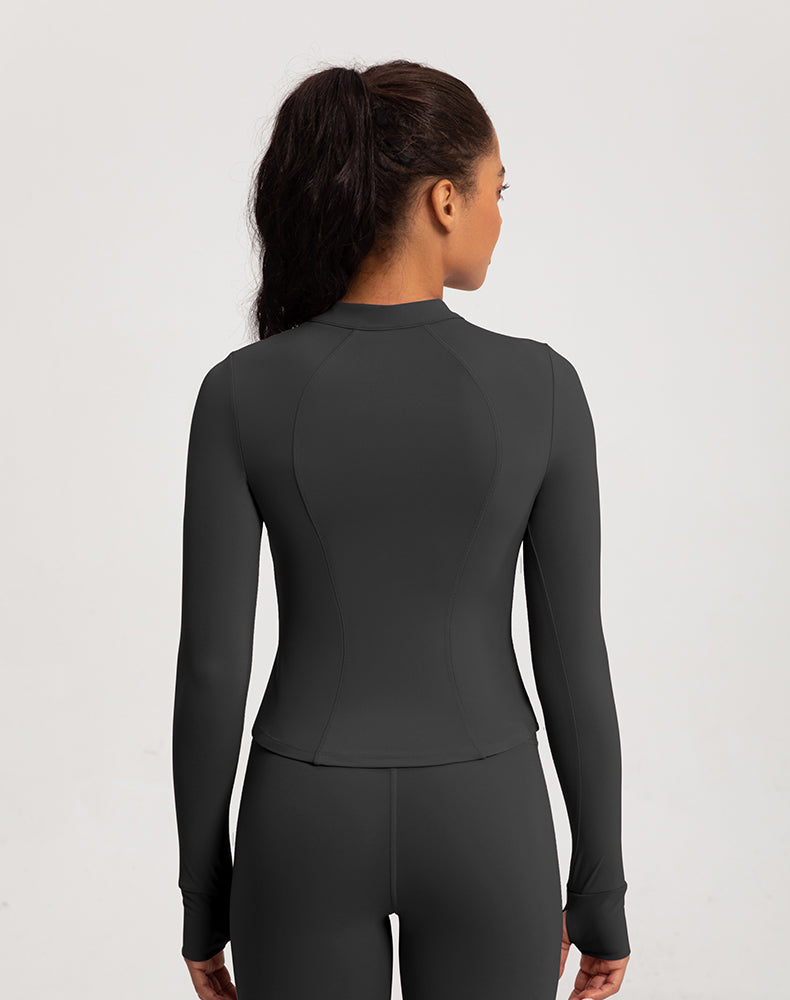 Small Crew Neck Half Zipper Long Sleeve Yoga Top