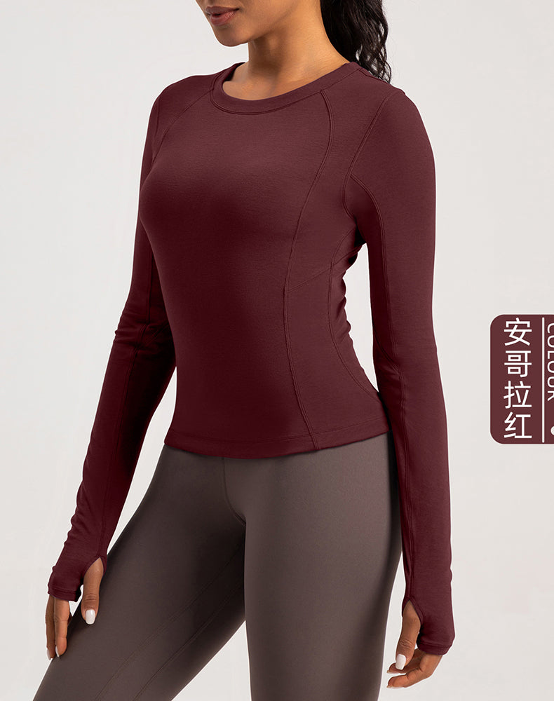 Button Wool Long Sleeve Yoga Top