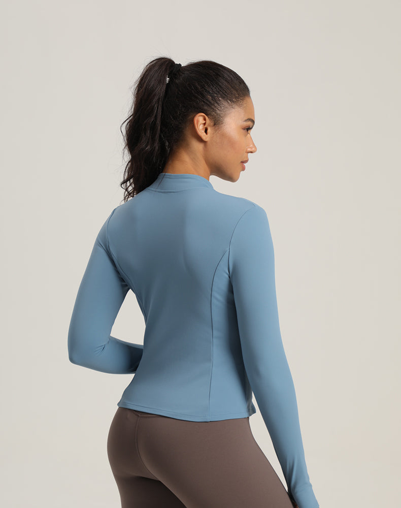 Fleece-lined Short-Length Finger Hole Yoga Jacket