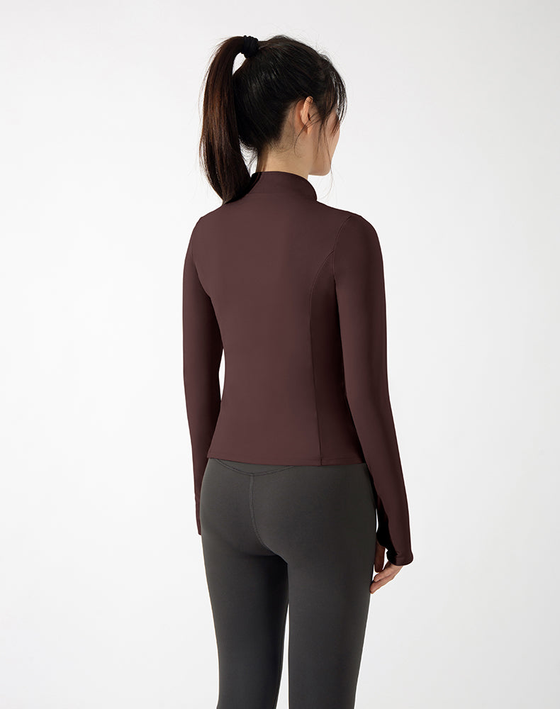 Fleece-lined Short-Length Finger Hole Yoga Jacket