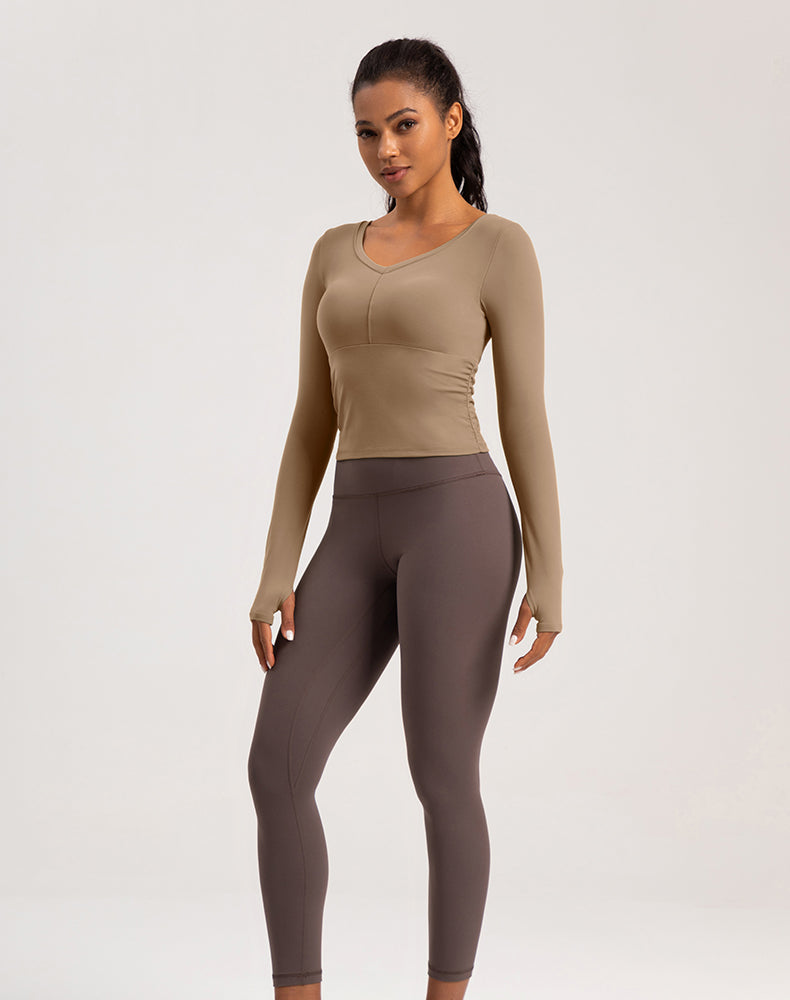 V-Neck Sides Long Sleeve Yoga Top