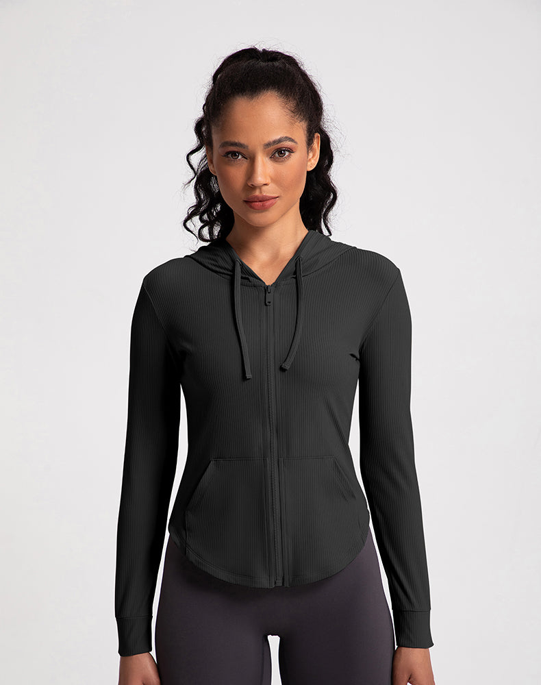 Rounded Hem Hooded Yoga Jacket