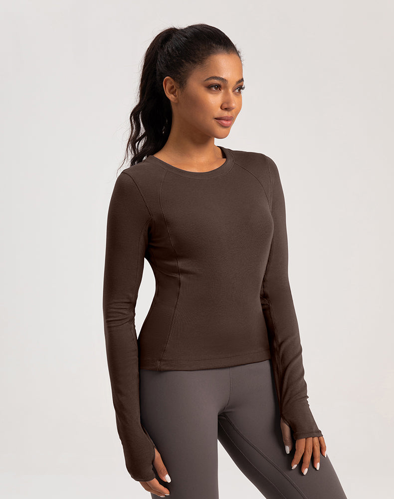 Button Wool Long Sleeve Yoga Top