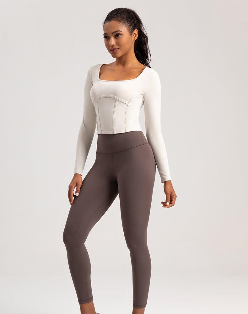 Wide Neck Long Sleeve Yoga Top