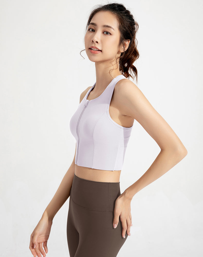 Antibacterial front zipper yoga Bra