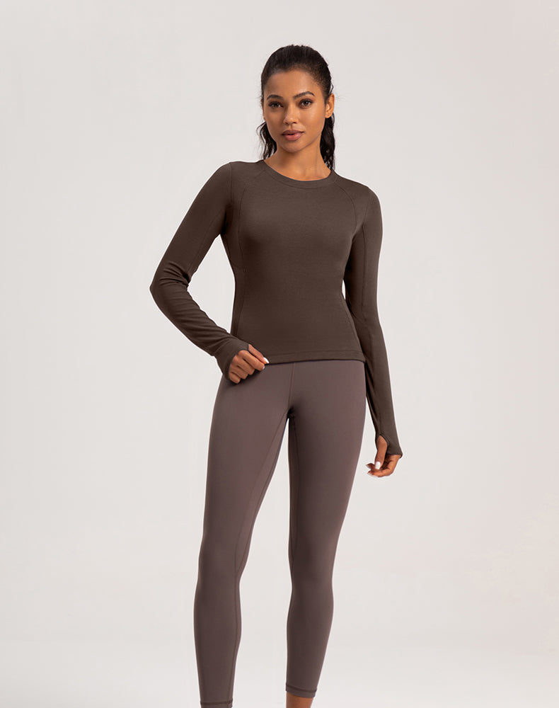 Button Wool Long Sleeve Yoga Top