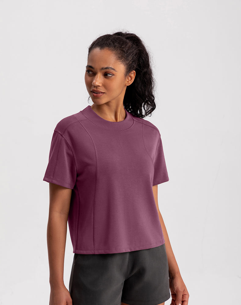 Modal Wide Crew Neck Loose Fit Yoga Top