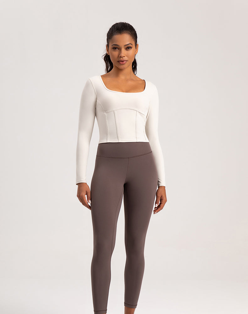 Wide Neck Long Sleeve Yoga Top