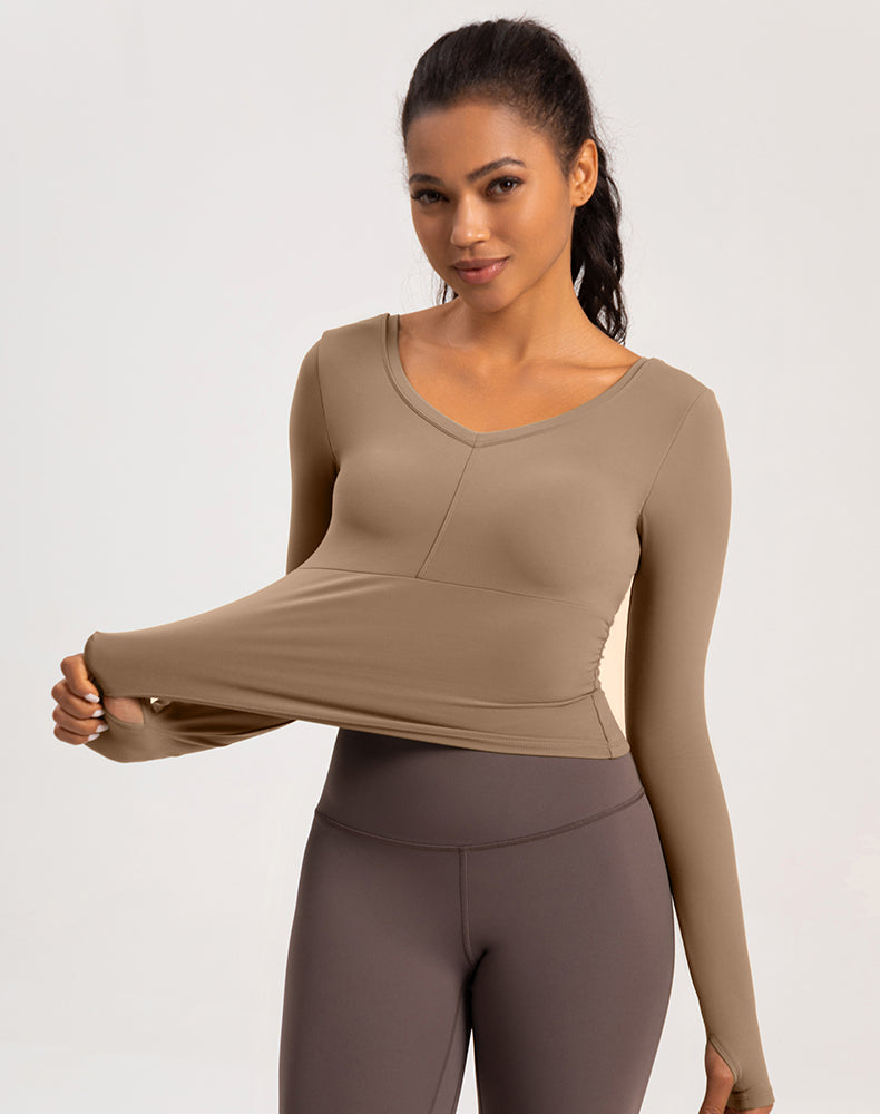 V-Neck Sides Long Sleeve Yoga Top