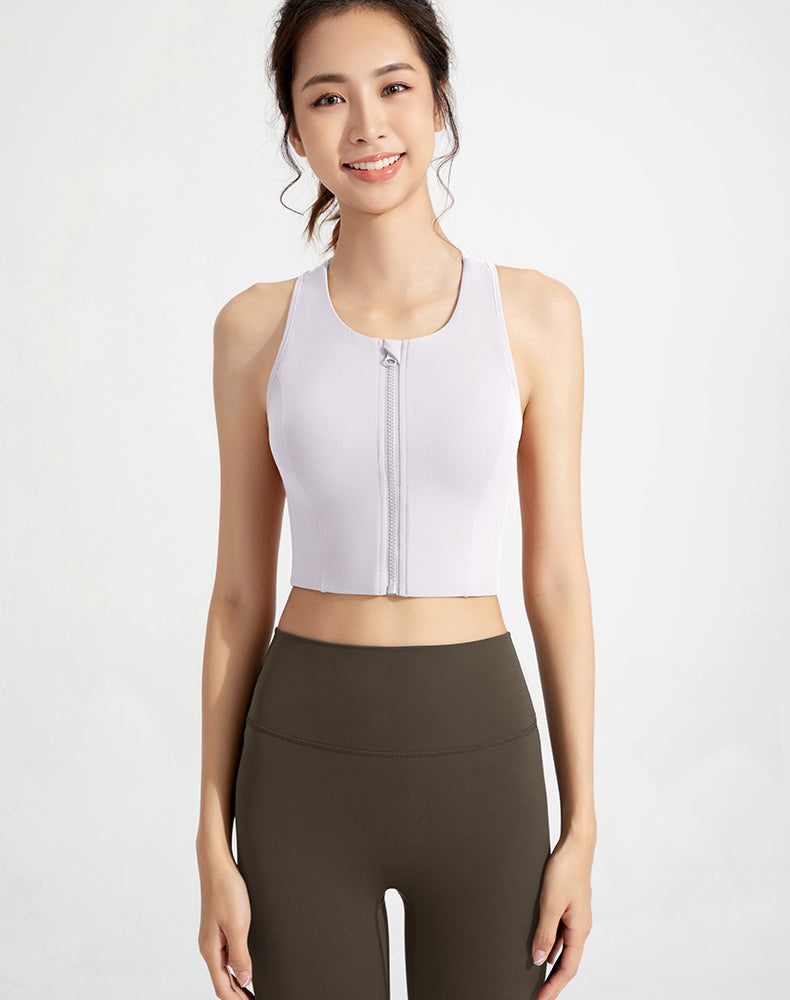 Antibacterial front zipper yoga Bra