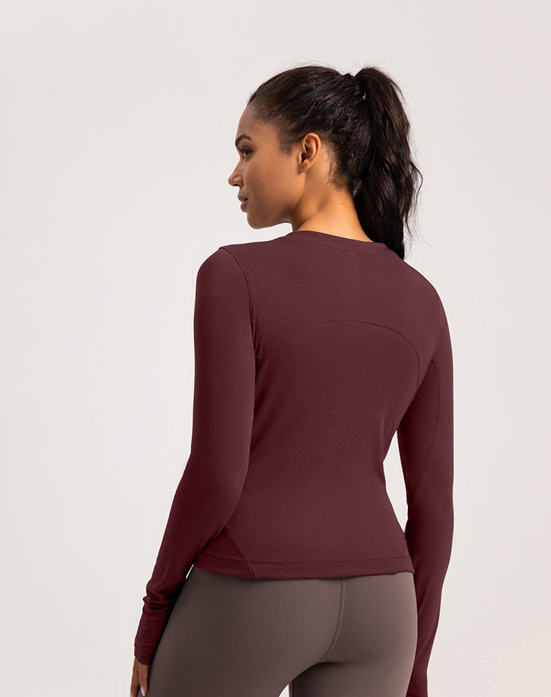 Button Wool Long Sleeve Yoga Top