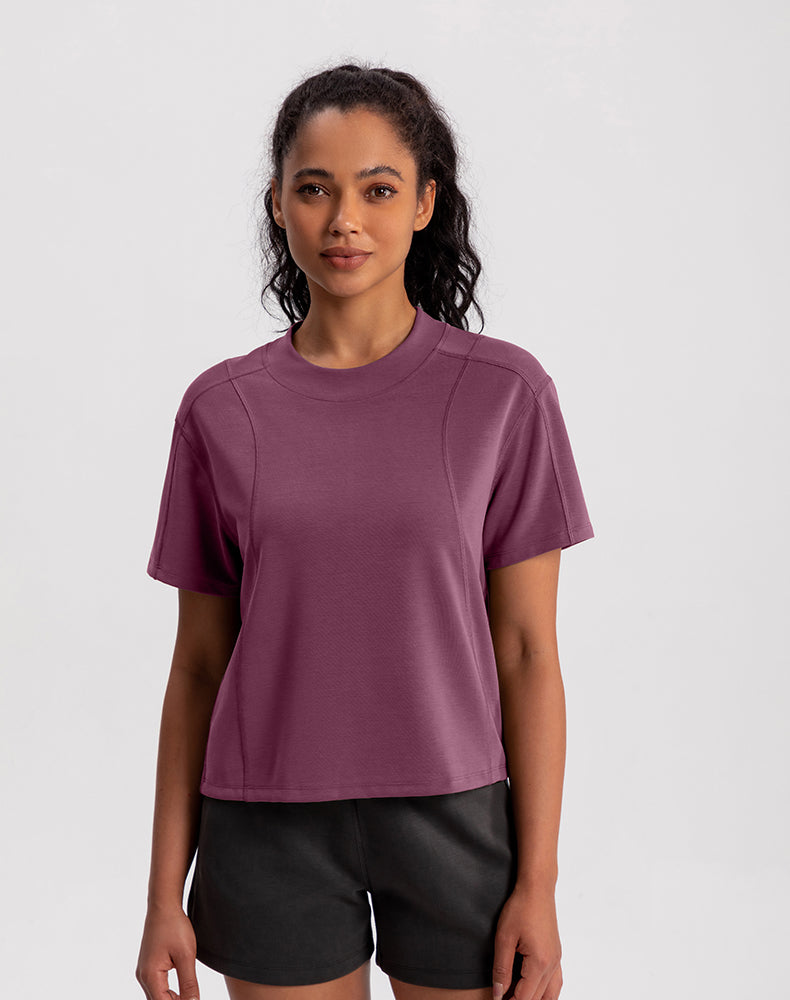 Modal Wide Crew Neck Loose Fit Yoga Top