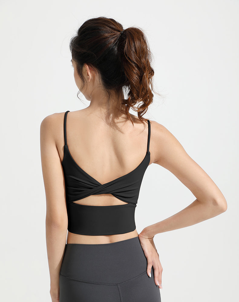 Twisted Back Hollow Design Yoga Bra