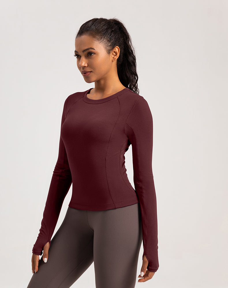 Button Wool Long Sleeve Yoga Top