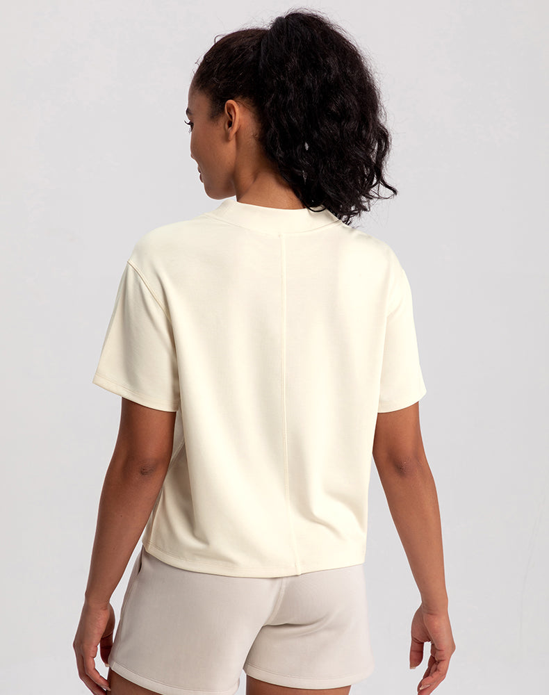 Modal Wide Crew Neck Loose Fit Yoga Top