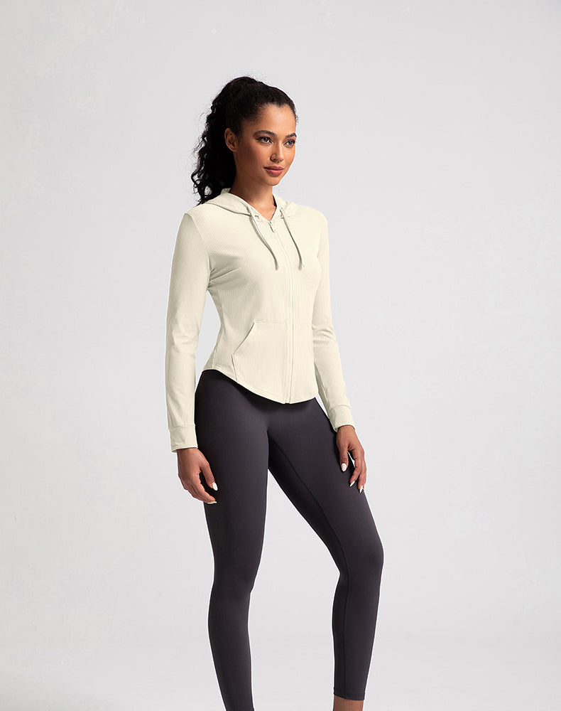 Rounded Hem Hooded Yoga Jacket