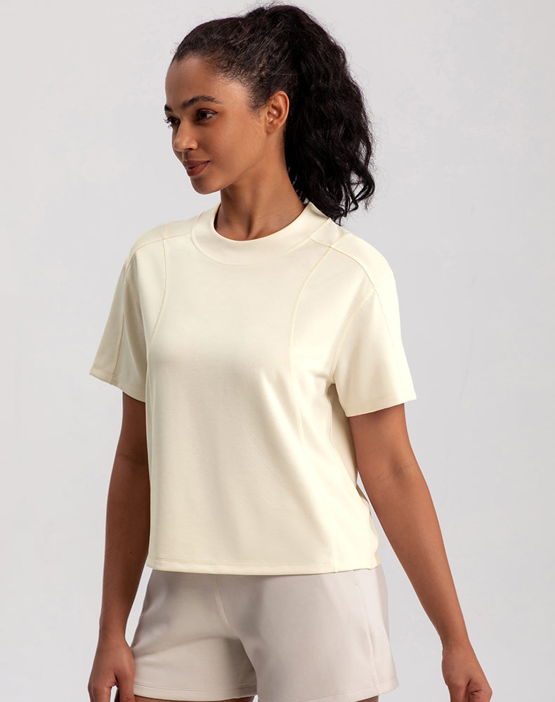 Modal Wide Crew Neck Loose Fit Yoga Top