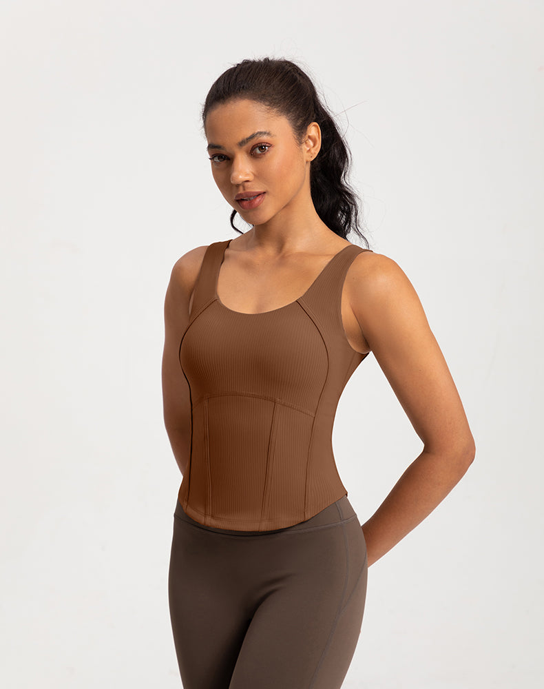 Rounded Hem Cinched Waist Yoga Tank