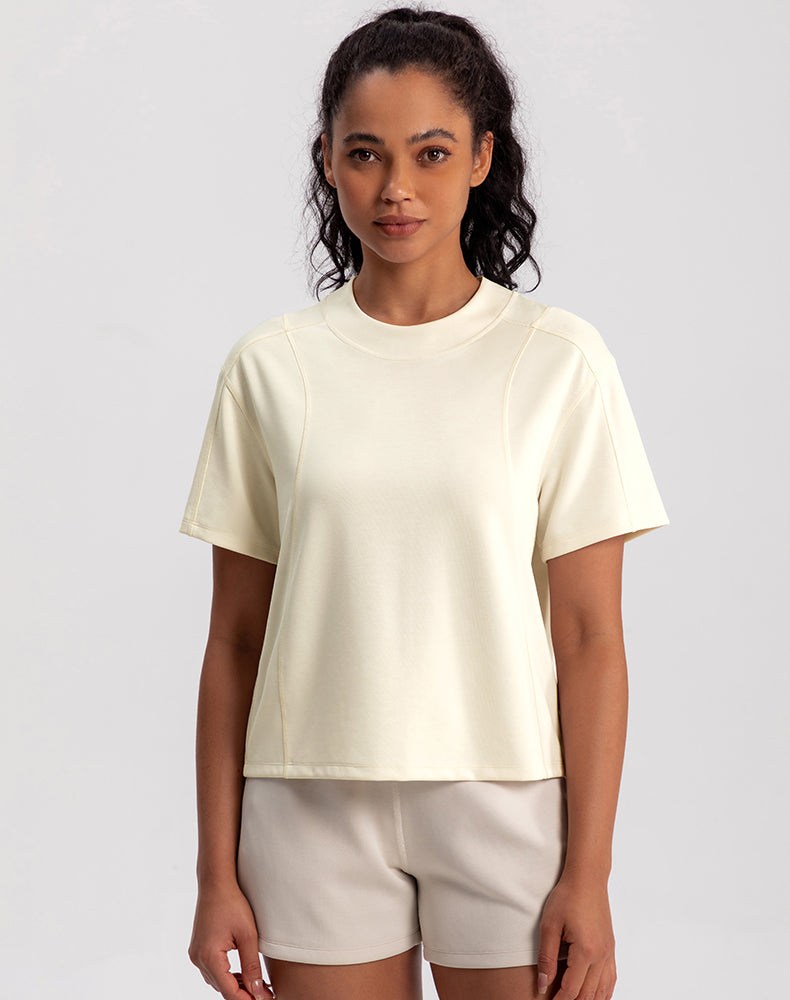 Modal Wide Crew Neck Loose Fit Yoga Top