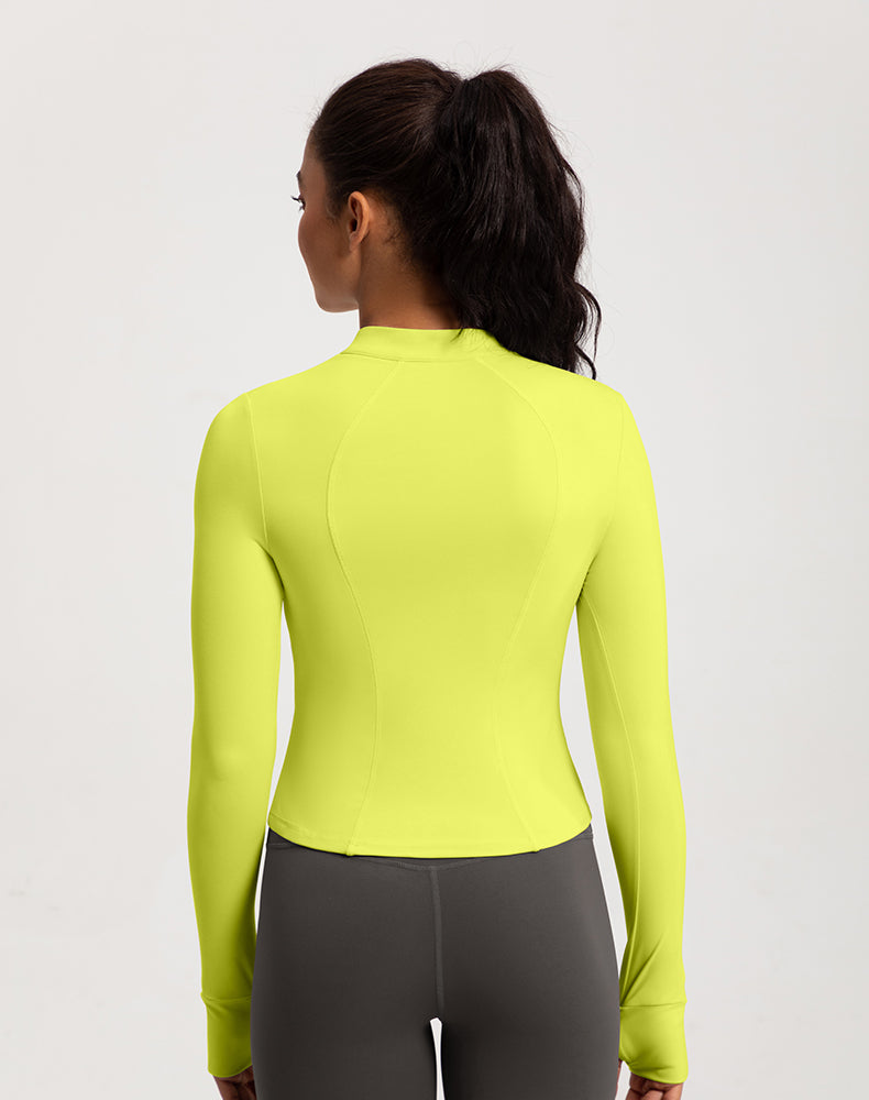 Small Crew Neck Half Zipper Long Sleeve Yoga Top