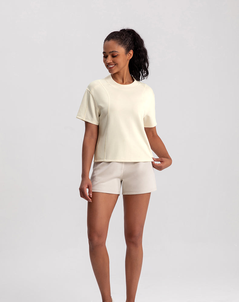 Modal Wide Crew Neck Loose Fit Yoga Top