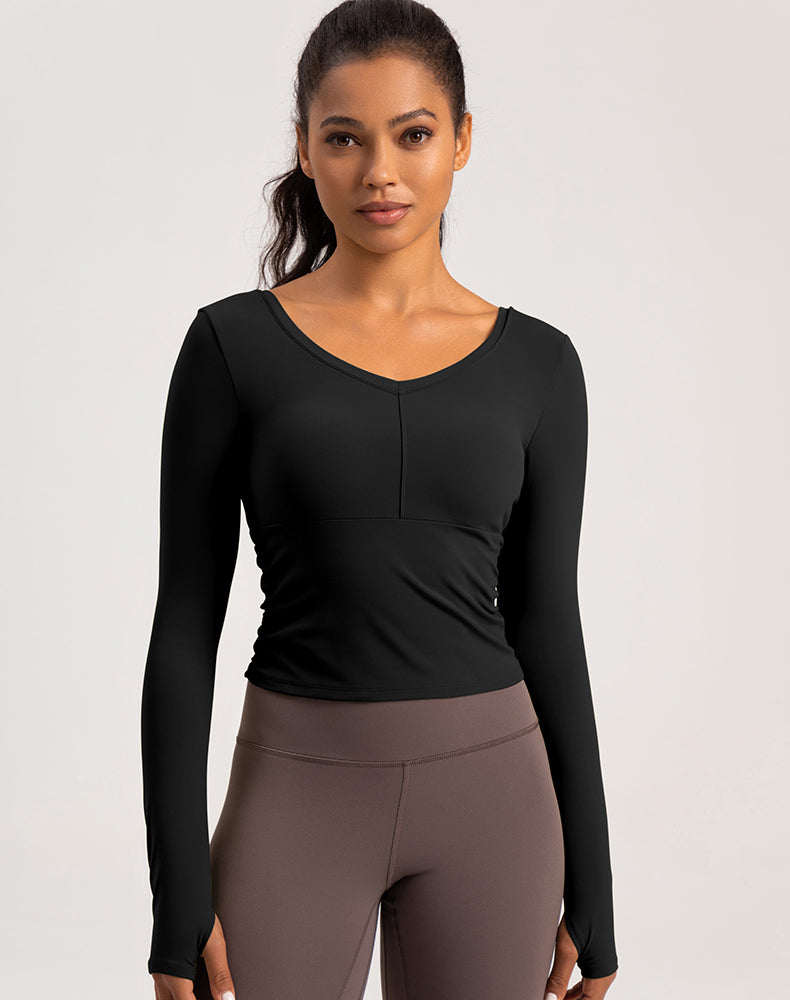 V-Neck Sides Long Sleeve Yoga Top