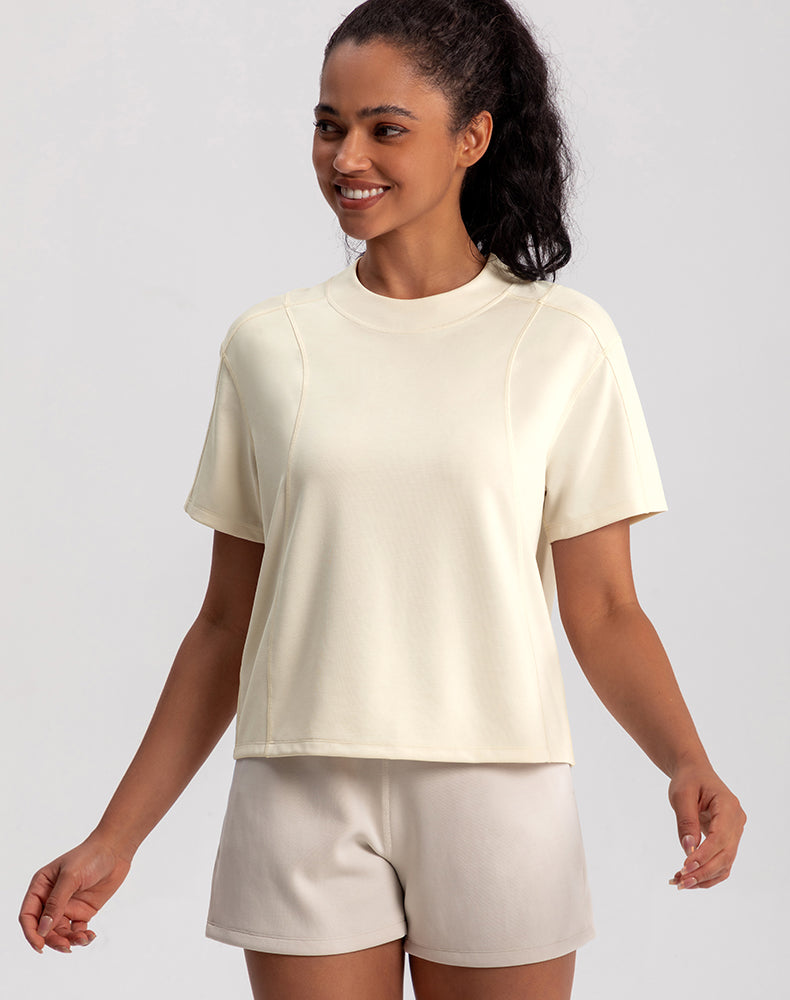 Modal Wide Crew Neck Loose Fit Yoga Top