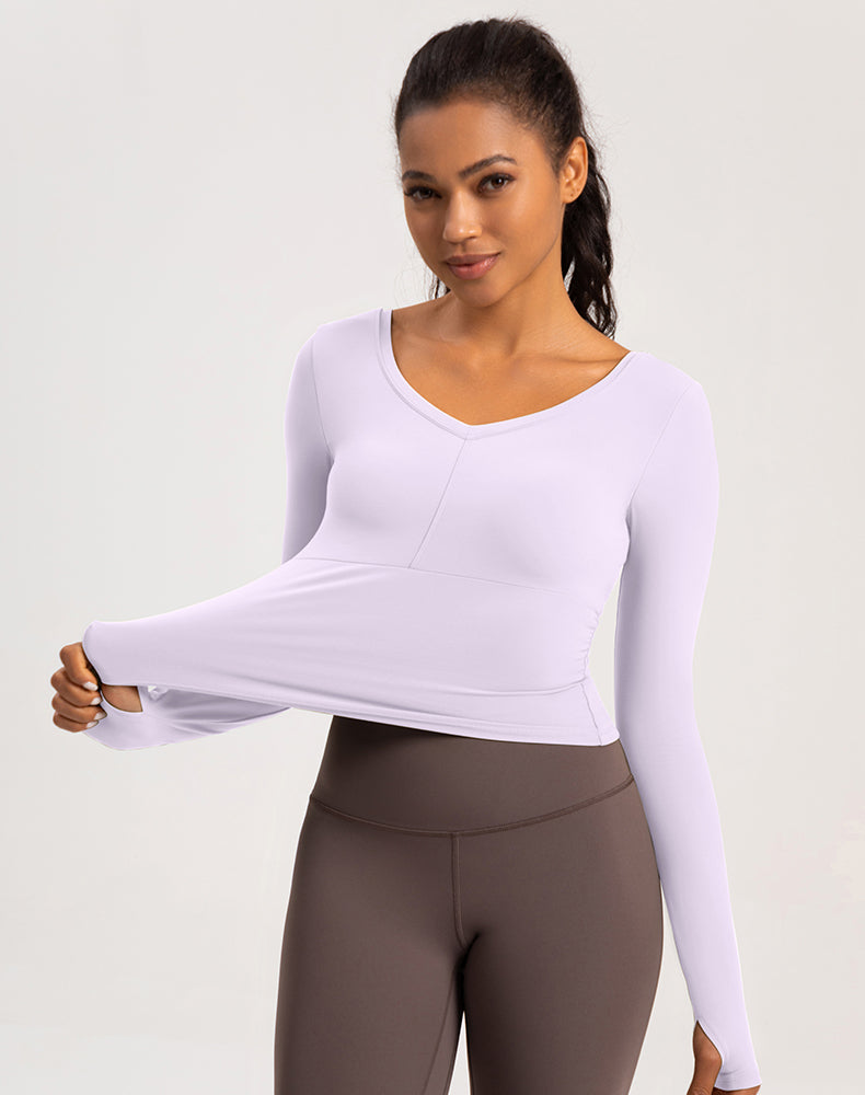 V-Neck Sides Long Sleeve Yoga Top