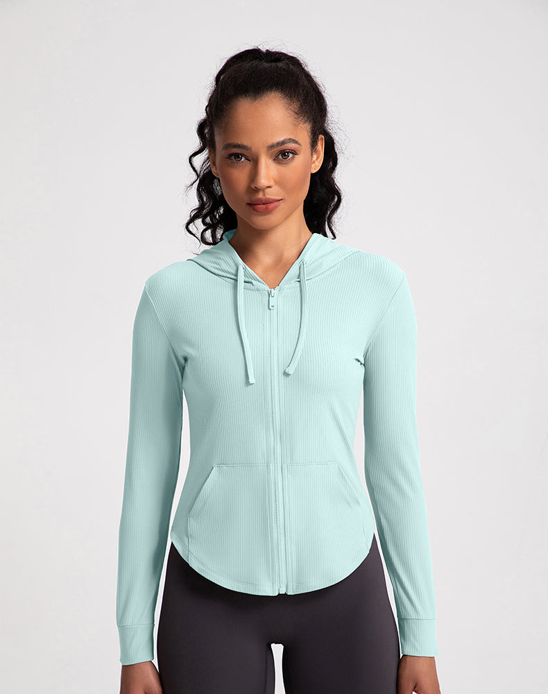 Rounded Hem Hooded Yoga Jacket