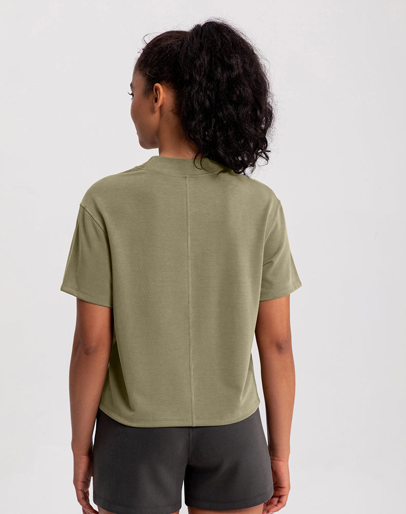 Modal Wide Crew Neck Loose Fit Yoga Top