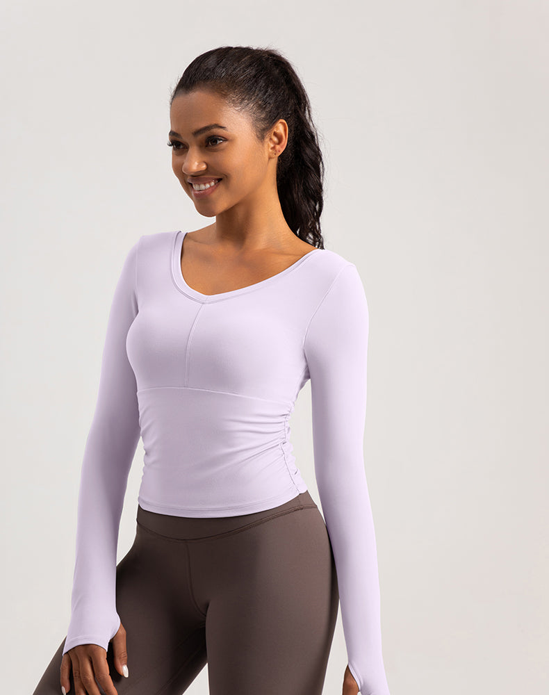 V-Neck Sides Long Sleeve Yoga Top