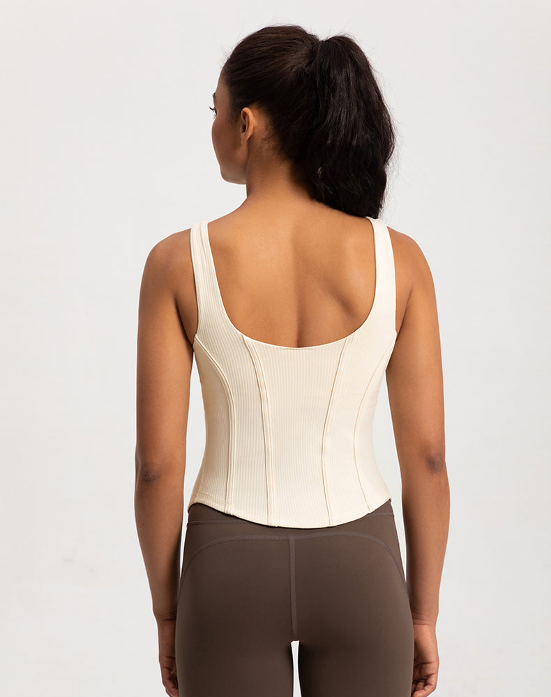 Rounded Hem Cinched Waist Yoga Tank