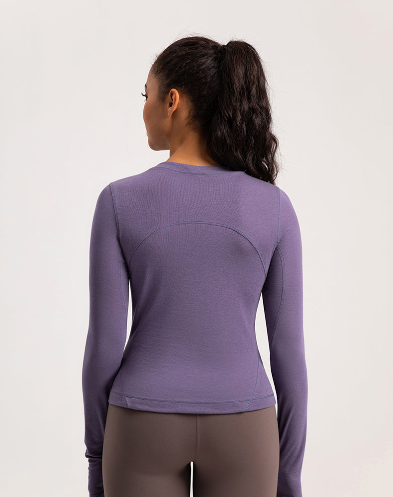 Button Wool Long Sleeve Yoga Top