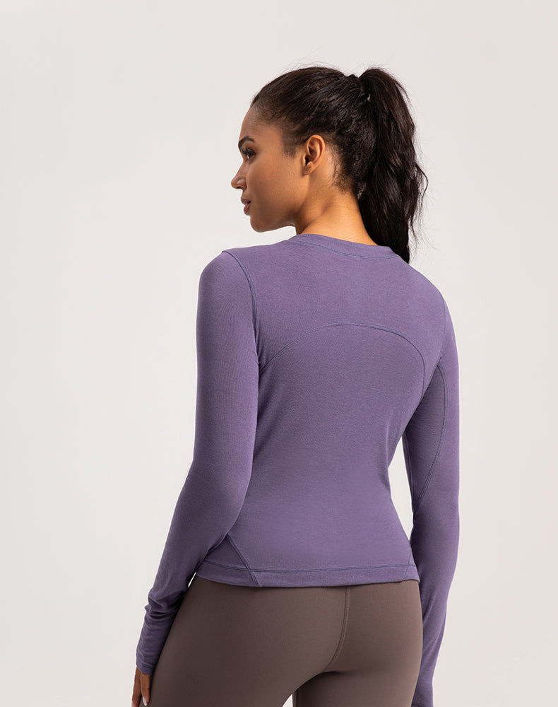 Button Wool Long Sleeve Yoga Top