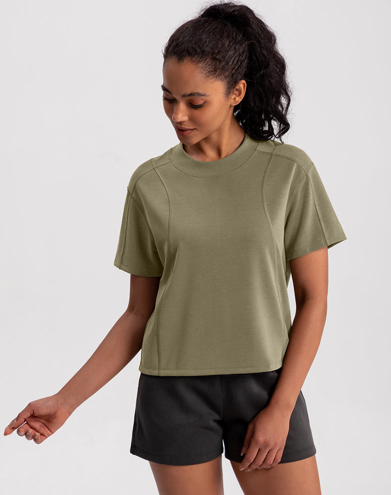 Modal Wide Crew Neck Loose Fit Yoga Top